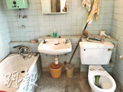 美孚新邨這個單位曾作簡單修葺，但疏於打理的廁所衛生情况堪虞，坐廁甚至已生出青苔，令廁所頓時成為防疫黑點。