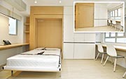 Bizhouse隱藏式家具：單位附有多款訂製家具，其中睡房設有隱藏式雙人睡牀，住客可在休息時才放下來使用。