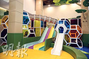 會所設施多元化，其中兒童遊戲室設有攀爬架及滑梯，供活潑好動的小朋友「放電」。（賴俊傑攝）