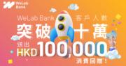 WeLab Bank客戶人數破10萬 推抽獎回贈10萬元