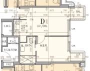 ONE CENTRAL PLACE 18樓D室平面圖，實用383方呎一房間隔，屬最細一款單位。