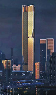 深圳河套深港科技創新合作區將建新商業地標，250米高的商廈以「梧桐引鳳」為靈感，意喻項目匯聚周邊城市脈絡，體現深港共融繁榮。