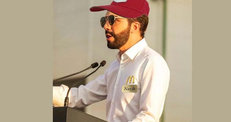 比特幣插水 薩爾瓦多總統上載身穿麥當勞制服的照片自嘲（圖片來源：Nayib Bukele Twitter））