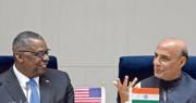 美國國防部長奧斯汀（左）與印度防長辛格（右）