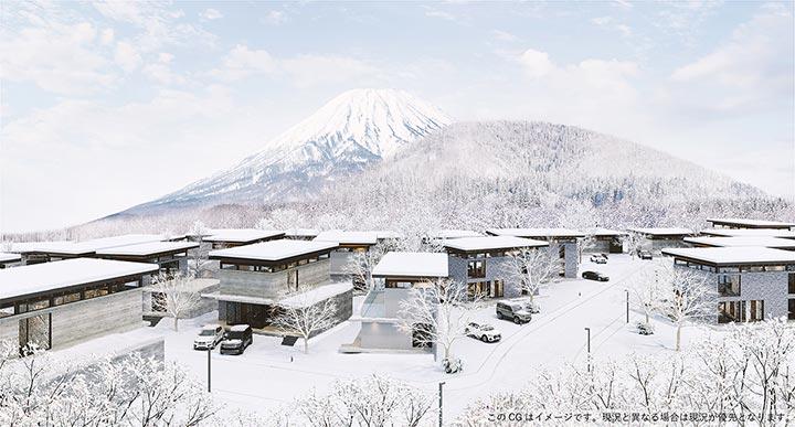 《Hirafu Onsen Villas》提供近30間獨立屋洋房，戶戶均享羊蹄山美景。