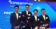 （左起）創夢天地首席營銷官何猷君、總裁高煉惇、主席兼首席執行官陳湘宇、首席財務官雷俊文。