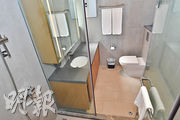 此單位浴室浴缸淋浴間兼備，並提供鏡櫃儲物。（劉焌陶攝）