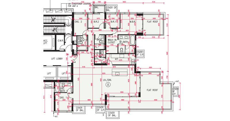 朗譽2座41樓A室平面圖，實用1601方呎，連429方呎平台，採5房3套間隔。