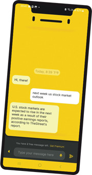記者上周六獲稱使用ChatGPT技術的App回覆提問，它預測美股本周上升。