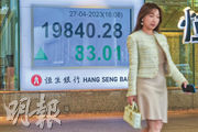 期指結算日港股窄幅波動，恒指全日波幅僅二百多點，收市升不足百點，成交連續兩日不足千億元。（中新社）