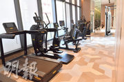 住客會所的健身室配備齊全，包括跑步機、單車機等設備。（劉焌陶攝）