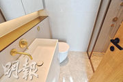 浴室設計大方實用，除大鏡櫃外，亦設不少擺放日用品的位置。
