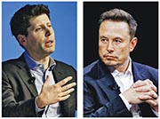 Tesla創辦人馬斯克（右圖）及OpenAI行政總裁Sam Altman（左圖）兩人曾是共同創辦OpenAI的盟友，但隨着AI領域的競爭愈趨激烈，OpenAI與馬斯克旗下AI企業「xAI」也成為競爭對手，雙方甚至陷入訟戰。（資料圖片）