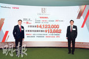 永泰地產執行董事兼銷售及市務總監鍾志霖（左）表示，UNI Residence首批1房單位全數折實低於500萬元，相信可吸引分支家庭及長線收租客入市。旁為萬科香港董事總經理周銘禧。（黃志東攝）