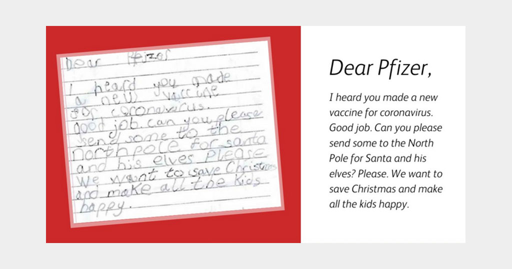 6歲童寫信盼新冠疫苗寄予聖誕老人　輝瑞總裁答允