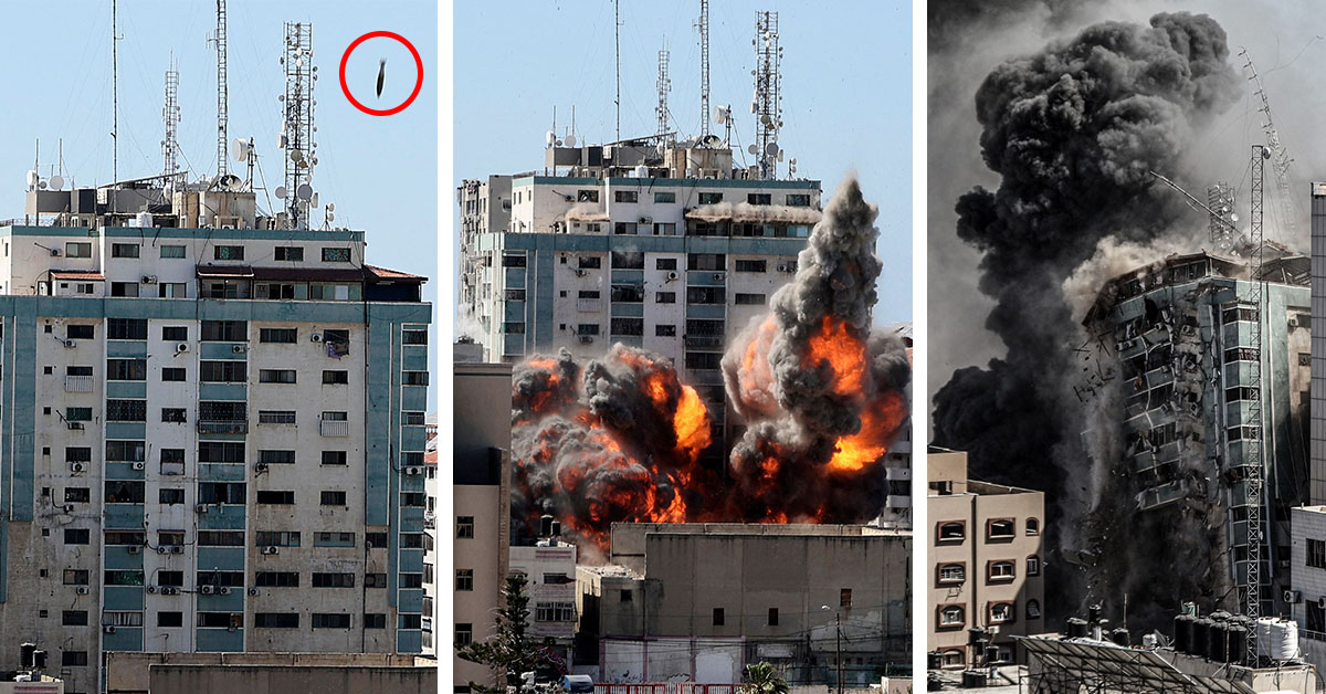 以軍剿哈馬斯空襲夷平加沙大樓　內有美聯社及半島電視台等媒體【短片．多圖】
