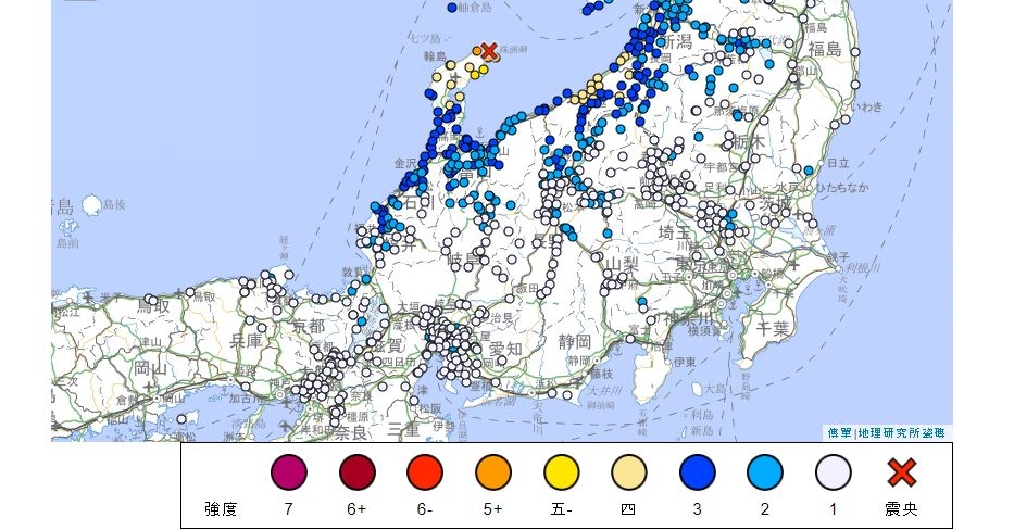 日本能登地區清晨5.9級地震　未發海嘯警報