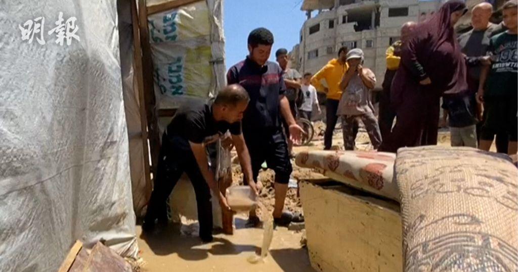 加沙一隅．短片：汗尤尼斯污水系統受破壞　巴人帳篷遭污水浸濕