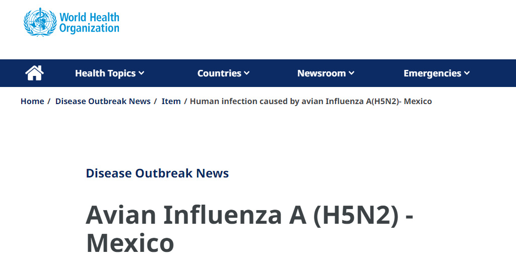 墨西哥59歲病人染H5N2亡　全球首例