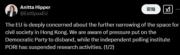 民主黨步向解散　歐盟：深表關注本港公民社會進一步縮窄