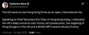 英官員稱與政務司長會面　重申深切關注黎智英案