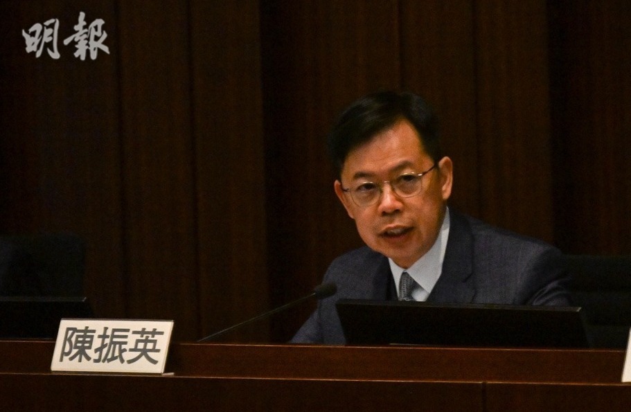 陳振英說，如果當選，將會全心全意履職。（盧曼盈攝）