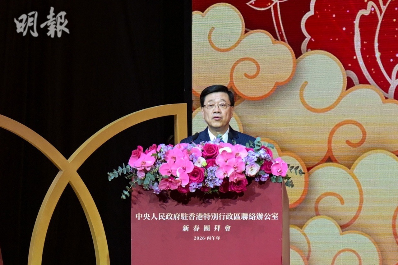 特首李家超致辭時說，香港在馬年有四個發展方向。（盧曼盈攝）