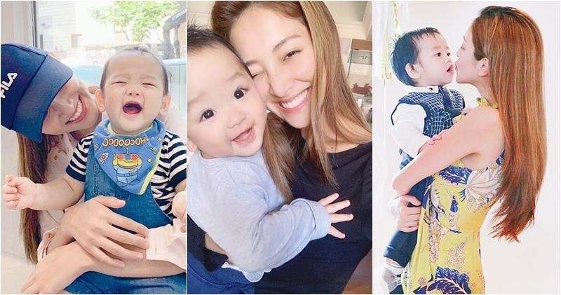 陳凱琳成為媽媽後，大部分時間都專心照顧兒子。（陳凱琳Instagram圖片 / 明報製圖）