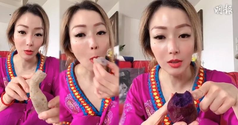 Sammi昨晚在社交網介紹吃紫薯心得。（ig影片截圖）