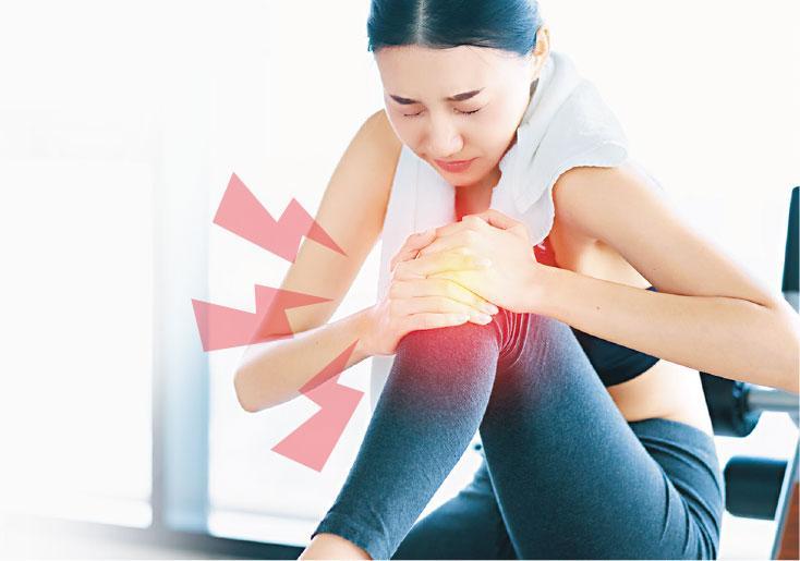 膝部疼痛——腿部肌力不足、運動姿勢不對、長期勞損都可引起退化性膝關節炎，發病初期膝部感到繃緊或疼痛。（設計圖片，whyframestudio@iStockphoto）