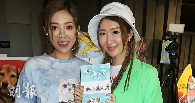 Marie（左起）現身支持好友鍾雨璇的新書簽名會。（鍾一虹攝）