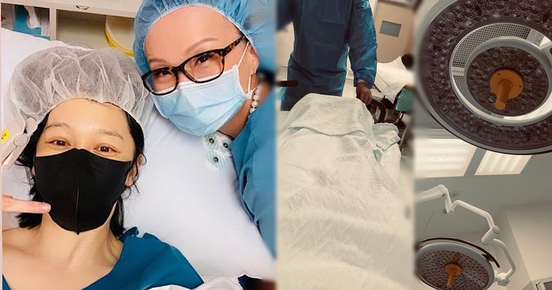 徐若瑄手術前在社交平台上載照片，感謝醫生為她進行治療。（徐若瑄Instagram圖片 / 明報製圖）