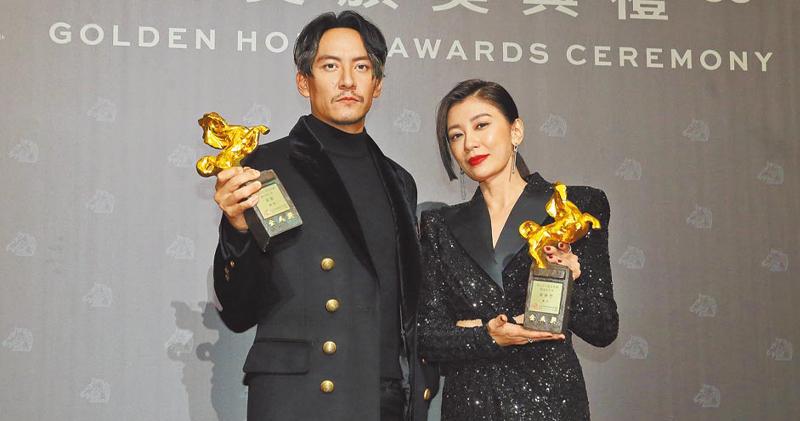張震、賈靜雯在昨晚舉行的《第58屆金馬獎頒獎典禮》上，首次被封金馬影帝后。（中國時報圖片）