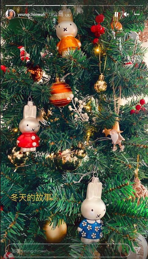 楊千嬅趁空檔佈置了聖誕樹。（楊千嬅Instagram圖片）