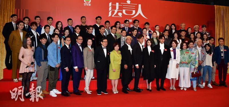 馬國明、林夏薇、游嘉欣等今日出席新劇《法言人》開鏡儀式。（劉永銳攝）