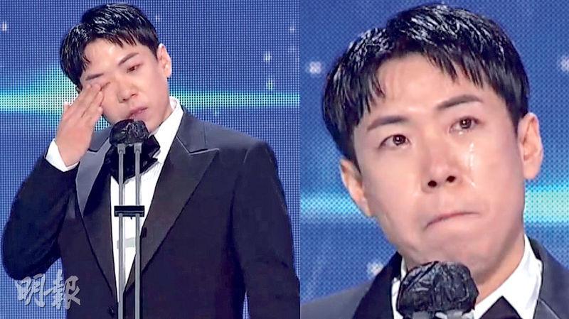 梁世燦憑《Running Man》首奪SBS演藝大獎的最優秀獎，忍不住哭成淚人。