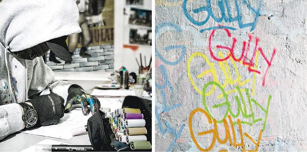 單陀飛輪腕表——1990年代Gully在法國各地以塗鴉藝術聞名，其後離開街頭藝術圈，開設個人藝術工作室，這次跟Roger Dubuis合作推出結合其塗鴉風格的Excalibur Gully Monotourbillon單陀飛輪腕表。（Gully IG截圖）