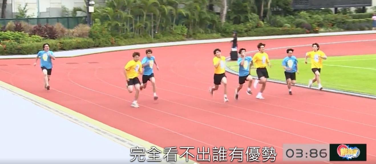 男子100米跑賽事，8位參賽者表現落力。（ViuTV截圖）