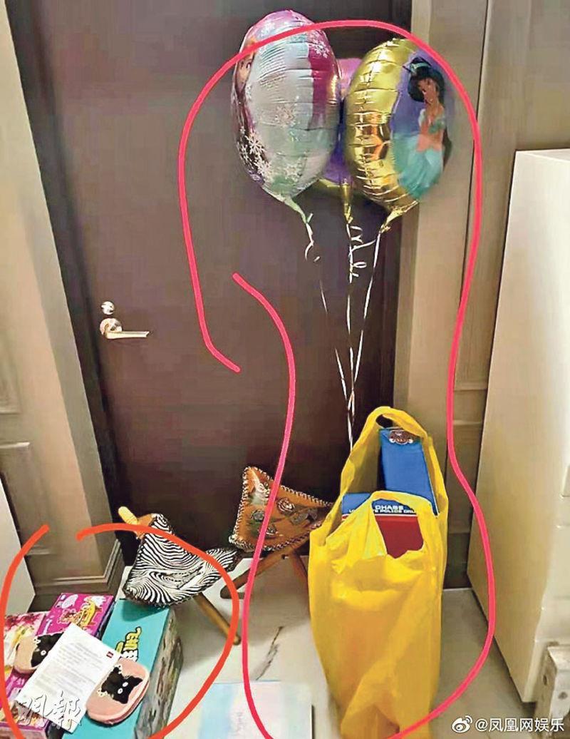 王力宏日前探望子女未能入屋，有網民稱有工作人員拍下他將禮物放在門外的照片，戥王力宏不值。（網上圖片）
