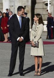 2017年11月6日，西班牙國王費利佩六世（左）與王后萊蒂西亞（右）（法新社）