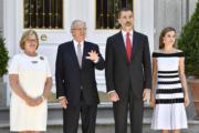 2017年6月，秘魯總統與夫人（左一、左二）到訪西班牙馬德里，與西班牙國王伉儷合照。（法新社）
