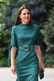 2022年5月4日，凱特於倫敦出席活動，以翡翠綠連身裙亮相。 （法新社）