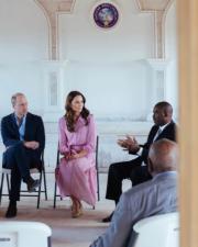 2022年3月26日，威廉凱特在巴哈馬出席活動。（The Duke and Duchess of Cambridge Twitter圖片）
