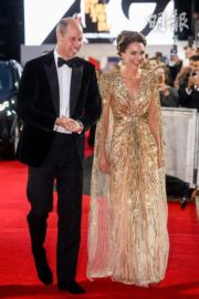 英國威廉王子與凱特2021年9月28日晚在倫敦出席《007：生死有時》電影全球首映。（法新社）
