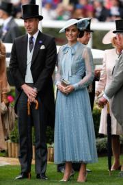 2019年6月18日，英國劍橋公爵伉儷威廉王子（左）及凱特（右）出席Royal Ascot活動。（法新社）