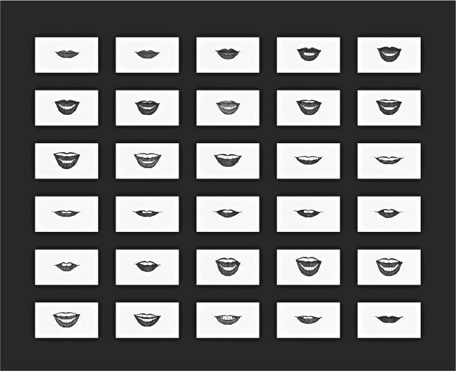 「我很好」系列——羅家南用針筆點描30張嘴唇畫，透過此作品關注都市人精神健康。（新藝潮畫廊提供）