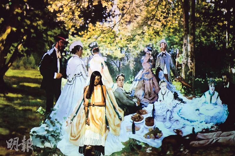 《草地上的午餐》描繪了一群紳士淑女愜意的野餐時光，顯示歐洲19世紀盛行的野餐風氣。（黃志東攝）
