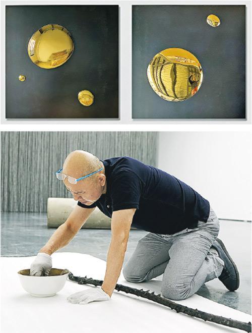 《方》——當代藝術家劉建華（下圖）作品系列《方》（上圖），運用陶瓷和鋼兩種材料，營造對抗和矛盾的特質，供觀衆思考。（藝文香港提供）