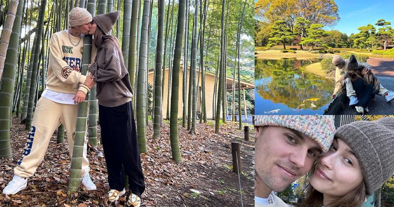Justin Bieber和太太Hailey在日本度假，不時發放親密合照放閃。（網上圖片）