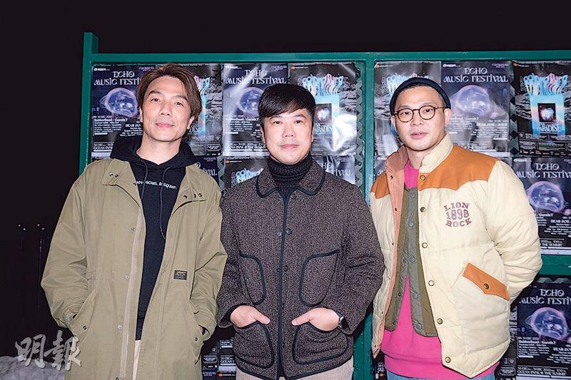 RubberBand因成員馮庭正身在北海道旅行，前晚只得李兆偉（左起）、黎萬宏及繆浩昌演出。（攝影／記者：林蘊兒）